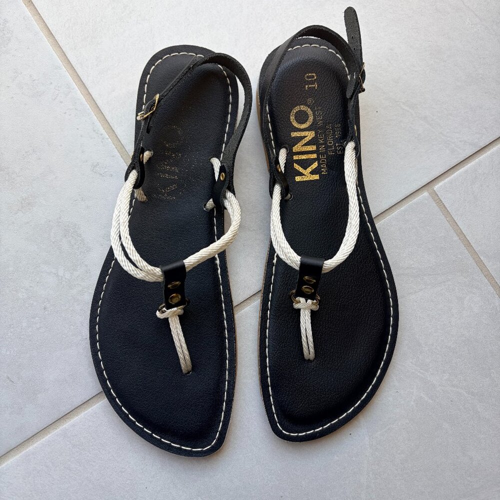 Kino 10 Key West Leather Nautical‎ Sandals Coastal Rope Knot Beach Boho Comfy